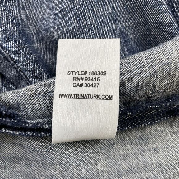 Trina Turk Darya Long Sleeve Chambray Dress Linen Blend-M - Picture 16 of 16